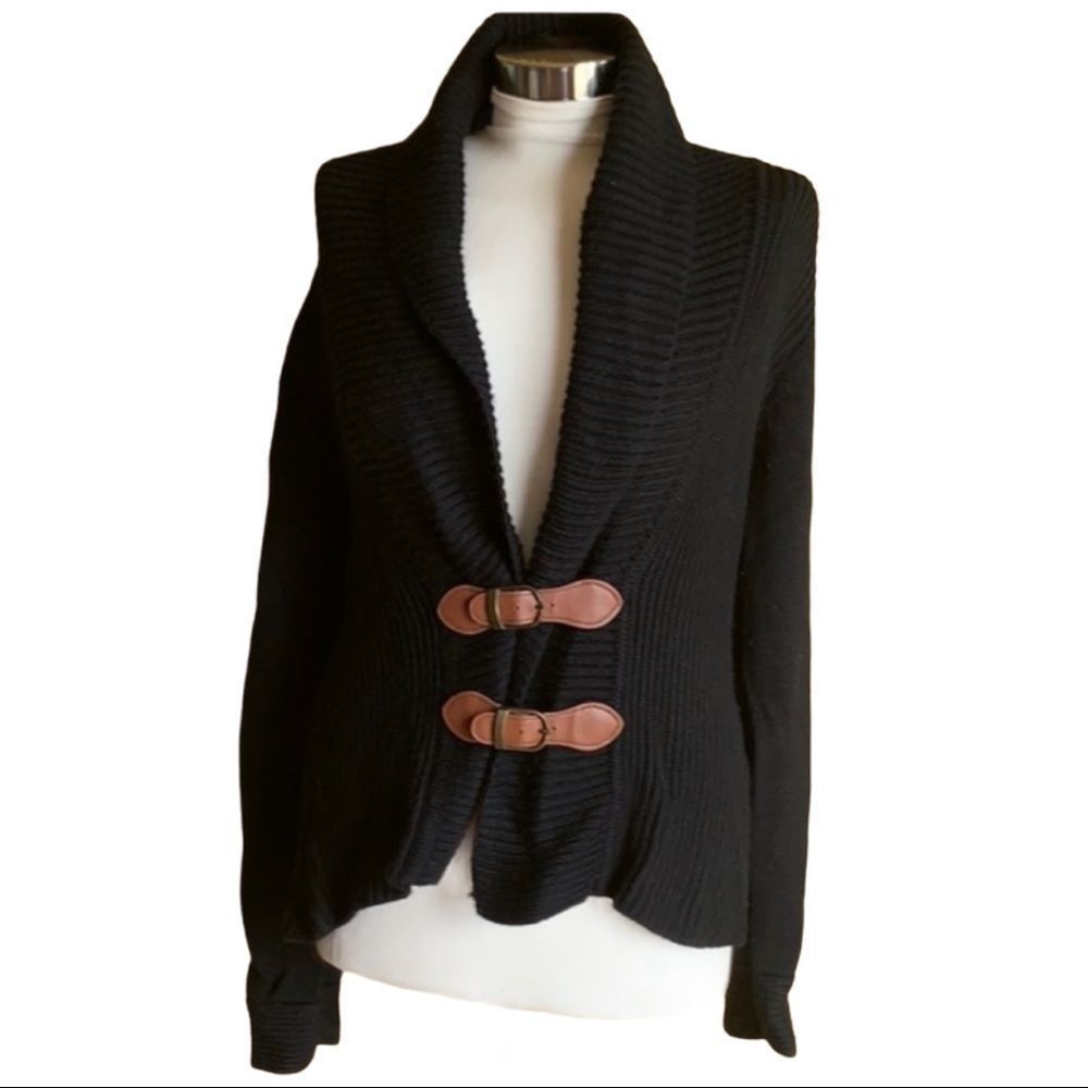 Soft Surroundings Wool Black Sweater Jacket Size Small